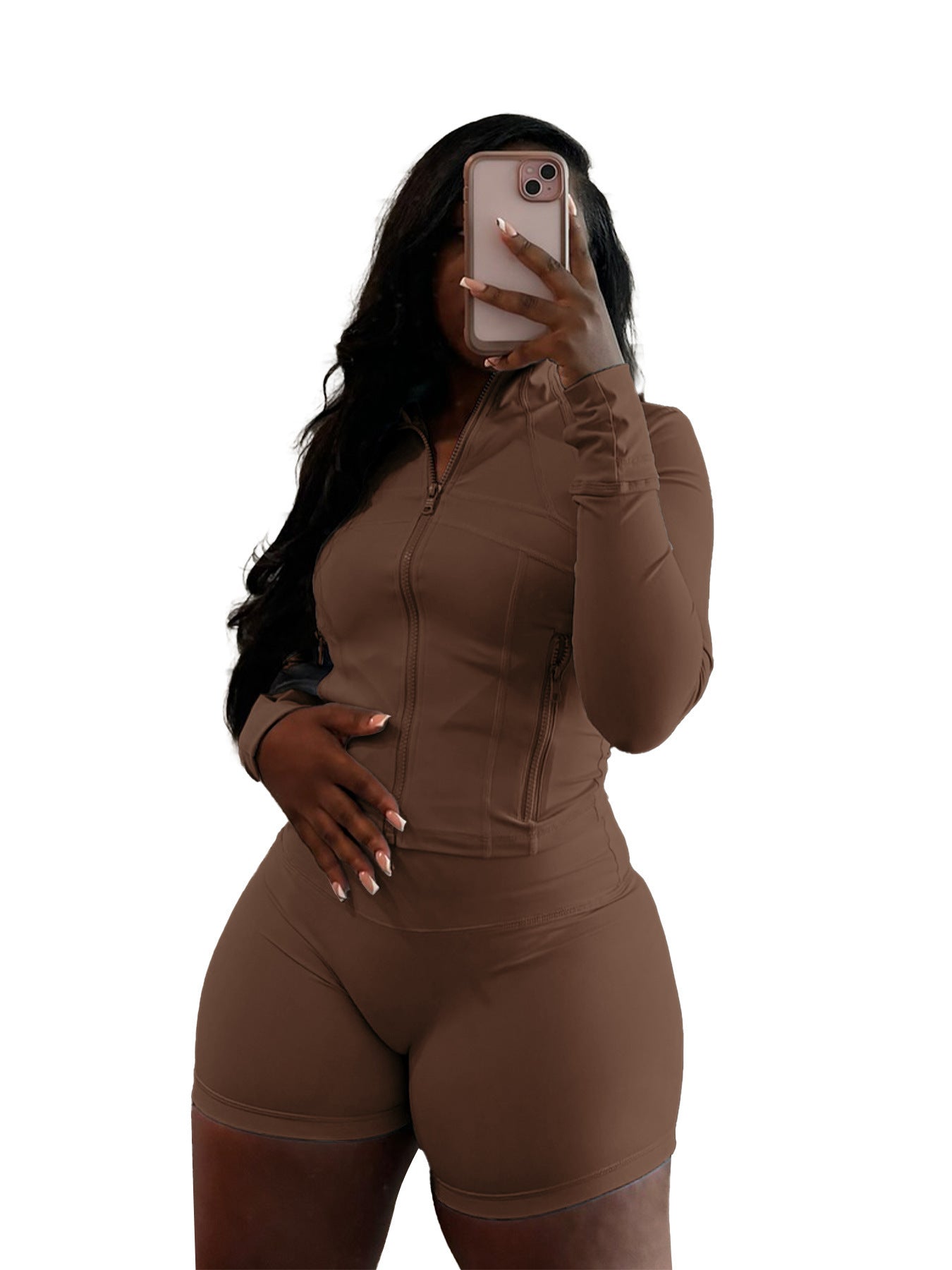 Women's Sexy Tight Long Sleeve Horn Two-piece Clothing