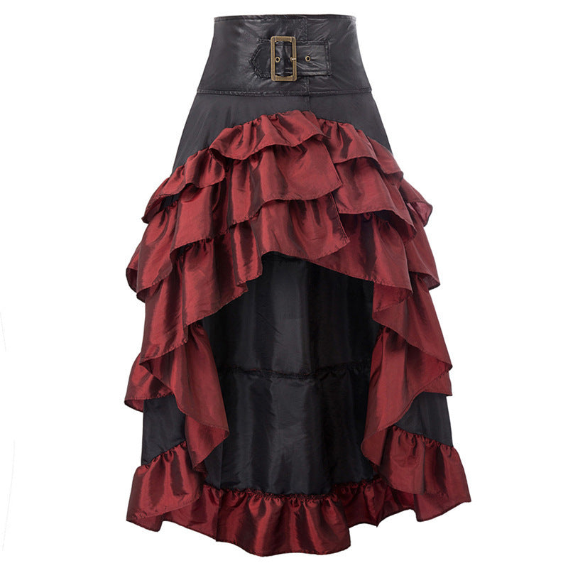 Front Long Back Irregular Ruffles High Waist Dresses