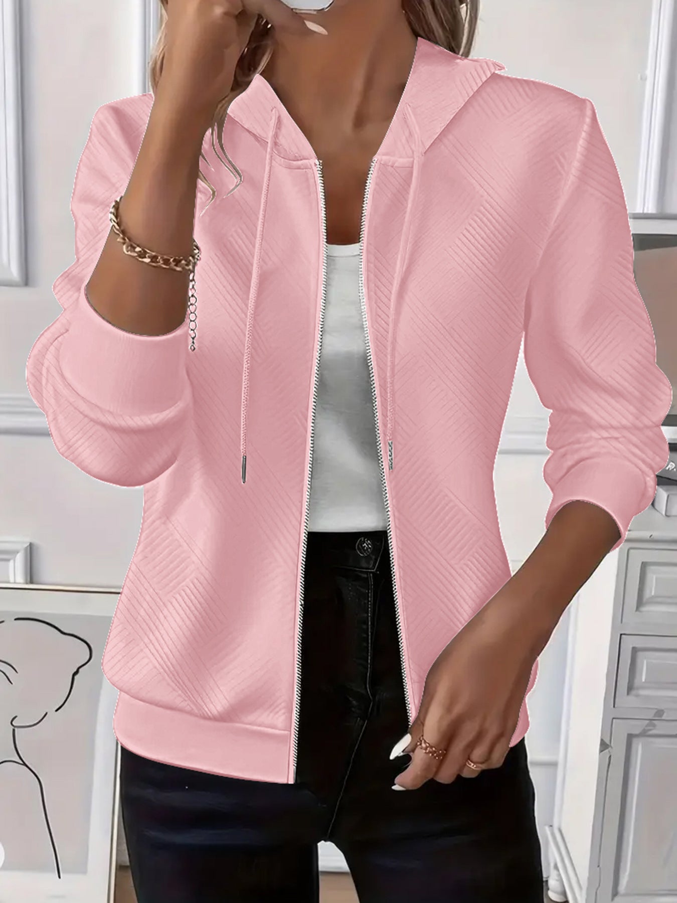 Women's Solid Color Long Sleeve Knitted Zipper Women's Sweater, Sweater