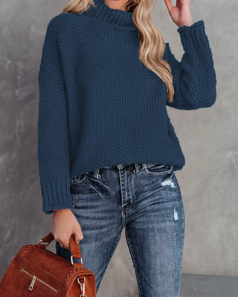 Women's Turtleneck Knitting Long Sleeve Hemming Women's Sweater