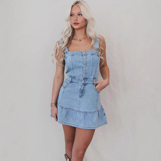 Women's Temperament Commute Fashion Suspenders Hot Denim Dresses