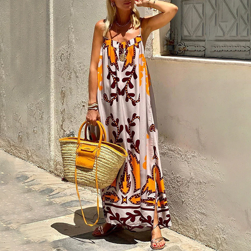 Women's Large Swing Dress Iti Printing Sleeveless Dresses