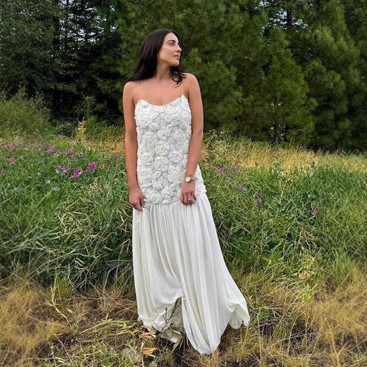 Sexy Sleeveless Flower Decorative Suspender Dress Dresses