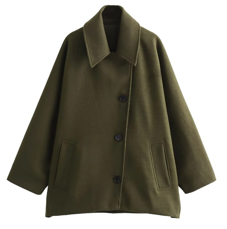Women's New Single-breasted Lapel Loose Wool Jackets