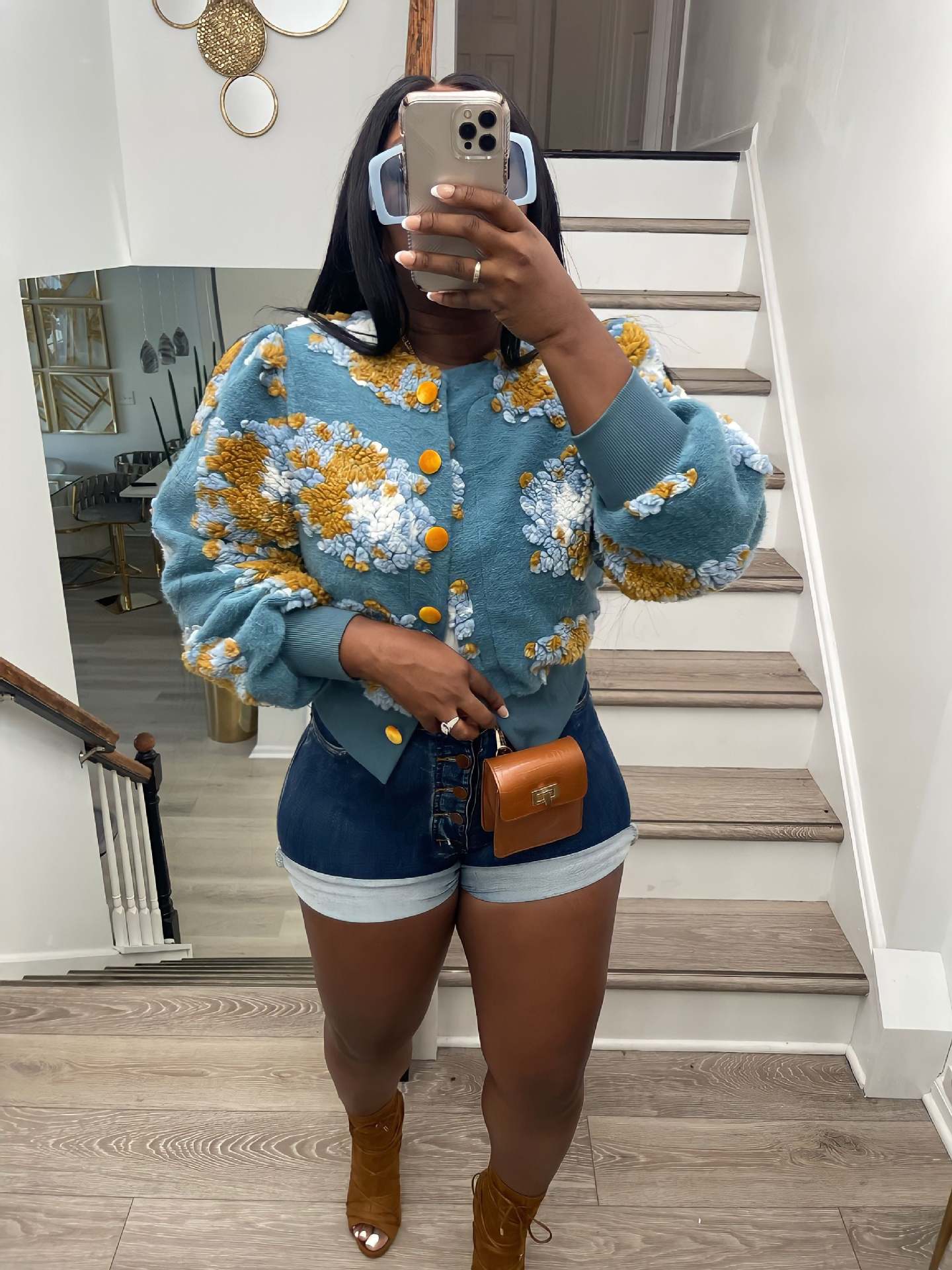 Retro Three-dimensional Flower Loose Temperament Single-breasted Cardigans