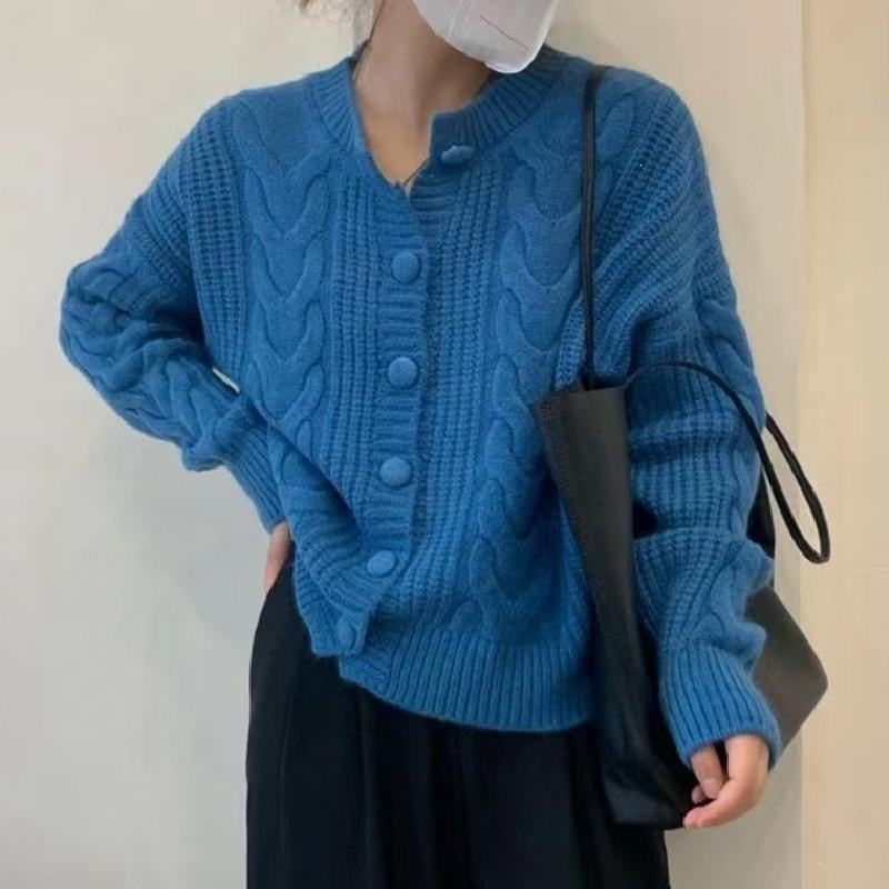 Women's Simple Twist Round Neck Retro Loose Women's Sweater