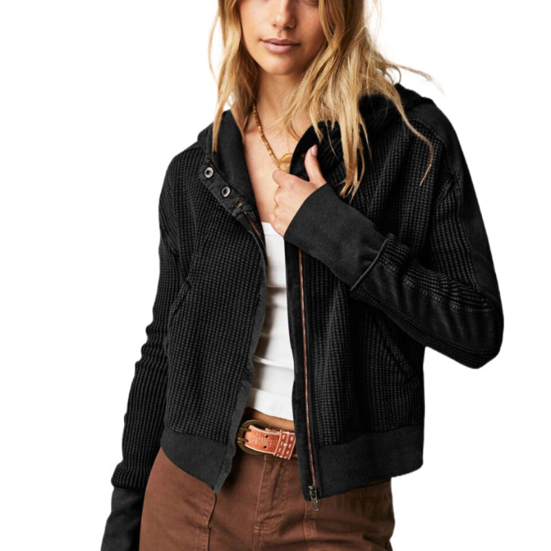Women's Patchwork Long Sleeve Pullover Zipper Trendy Hoodie Tops