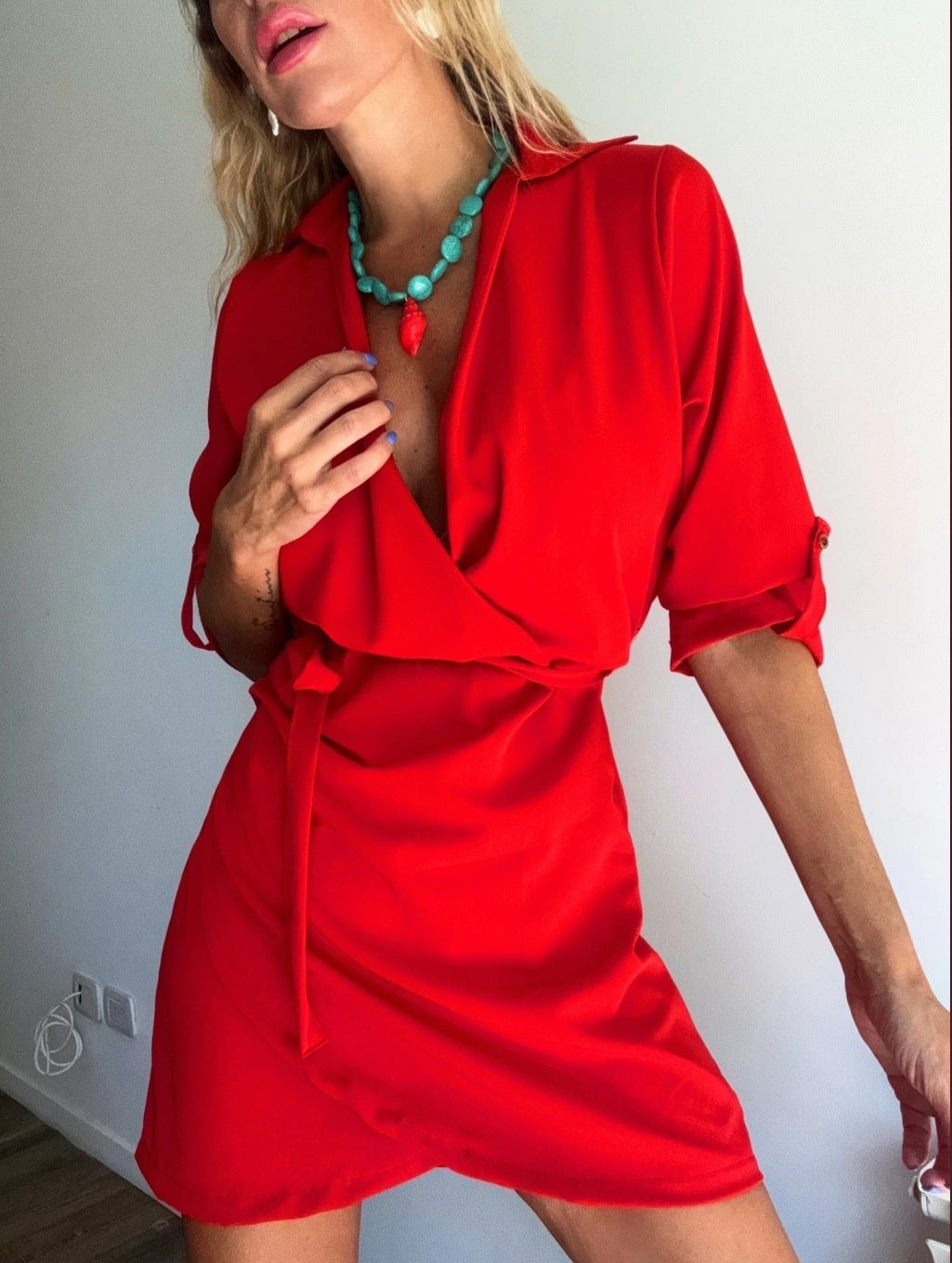 Popular Slouchy Comfortable Durable Women's Lapel Dress