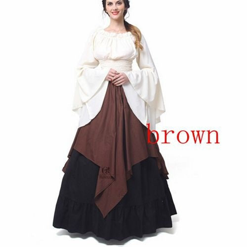 Women's Renaissance Medieval Dress With Long Sleeves Dresses