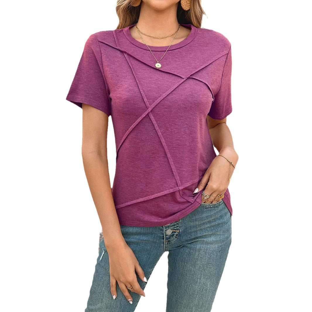 Women's Solid Color Casual Sleeve T-shirt Blouses