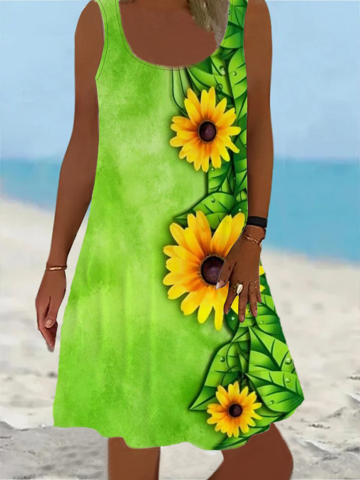 Comfortable Casual Fashion Sunflower Print Sleeveless Vests