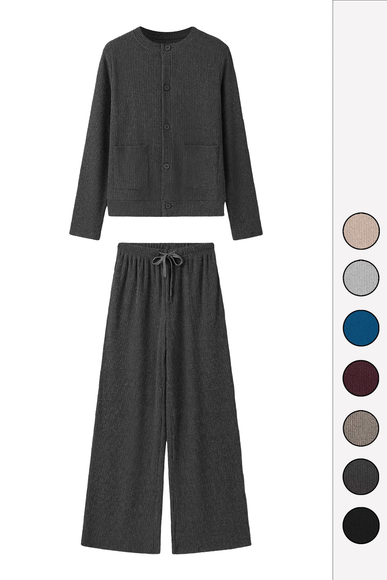 Women's Striped Round Neck Long Sleeve T-shirt Suits
