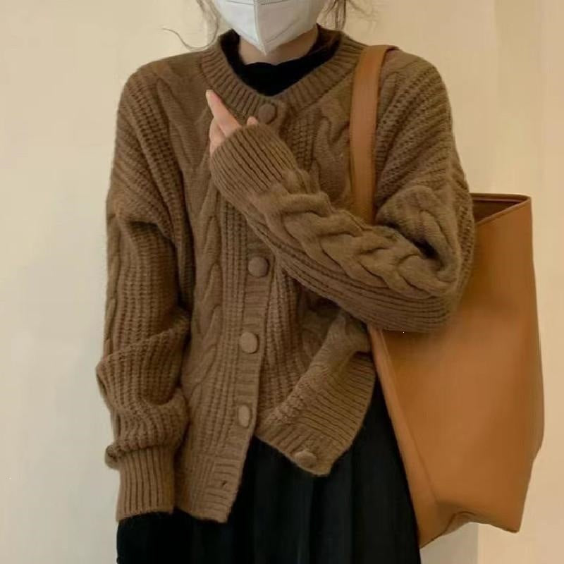 Women's Simple Twist Round Neck Retro Loose Women's Sweater