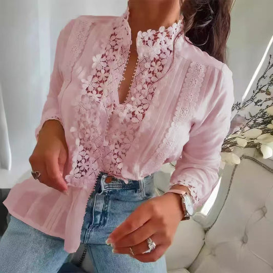 Women's Fashion Half Sleeve T-shirt Sexy Lace Blouses