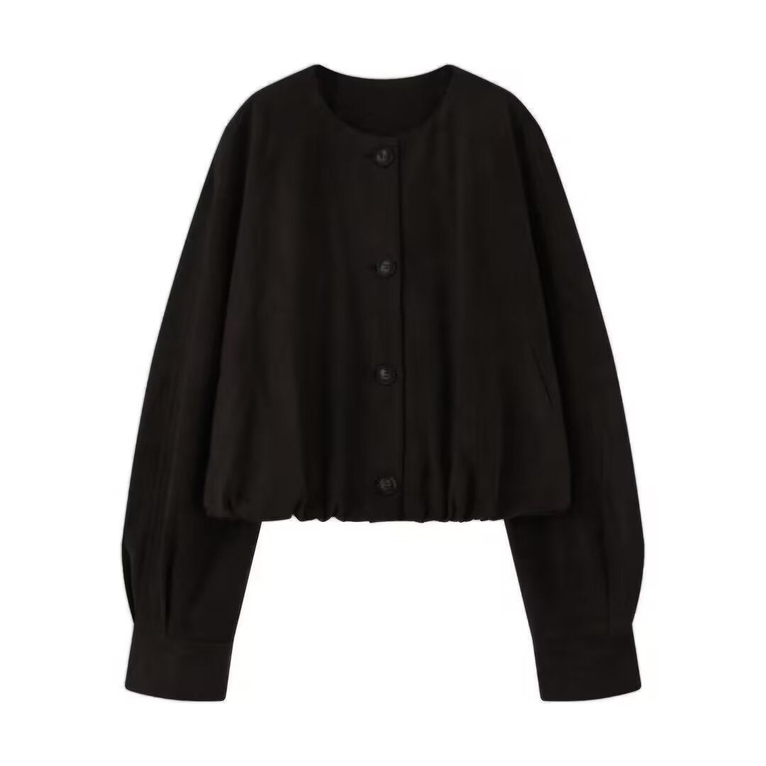 Women's Autumn Round Neck Long Sleeve Single-breasted Jackets