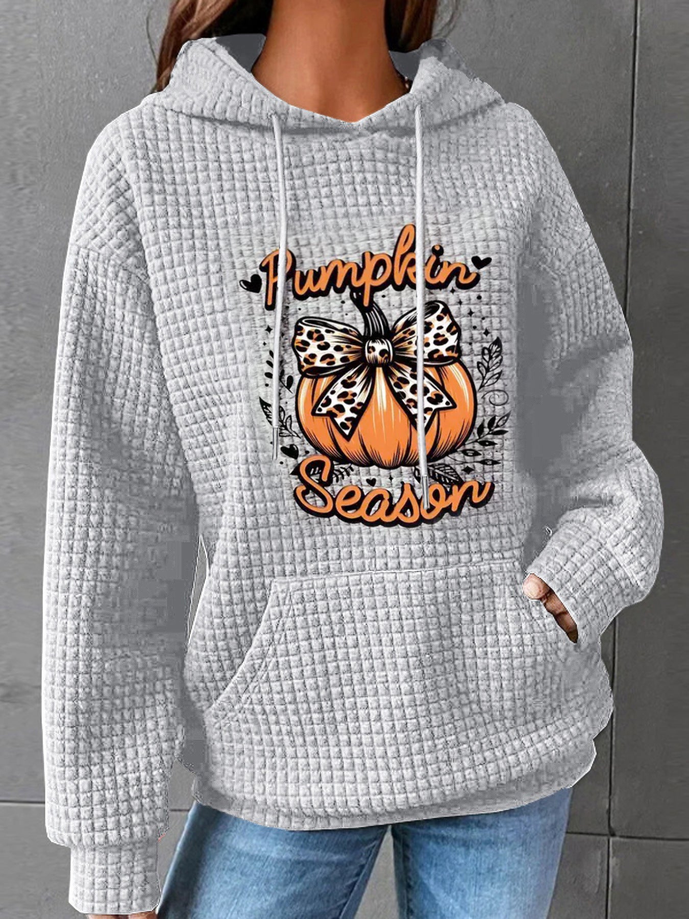 Women's Waffle Long Sleeve Pullover Halloween Printed Tops