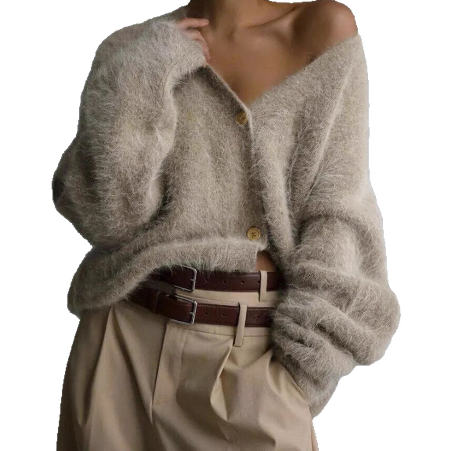 Slouchy Source Knitted Buttons Long Sleeve Knitwear