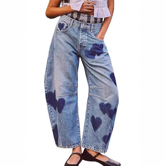 Women's Spring Casual Loose Mid Waist Tube-shaped Jeans