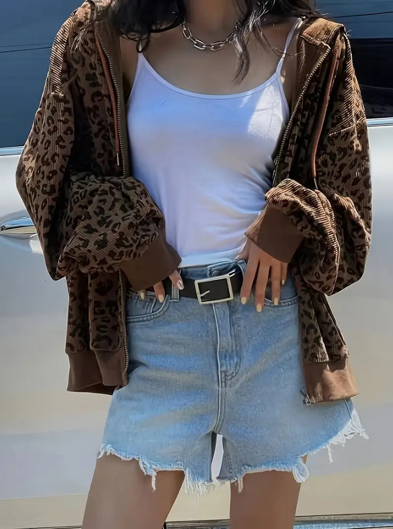 Women's Street Vintage Leopard Print Hooded Niche Sweaters