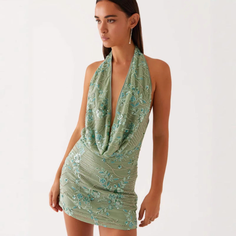 Dress Female Summer Bead Tube Sequin Dresses