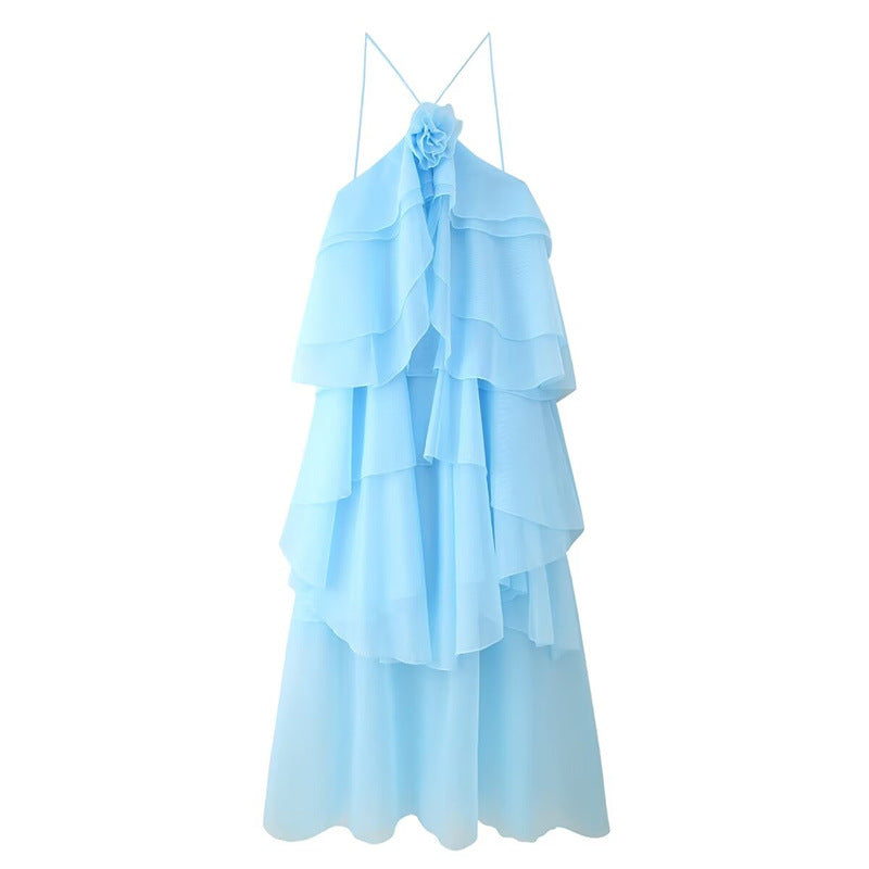 Women's Fashion Sexy Hot Three-dimensional Flower Laminated Dresses