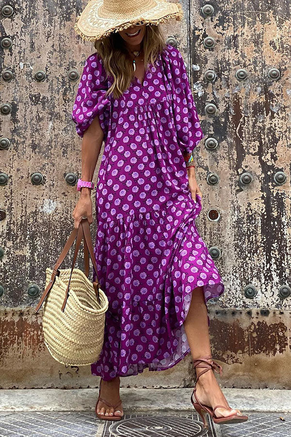 Women's Summer Digital Printed Long Dress Bohemian Dresses