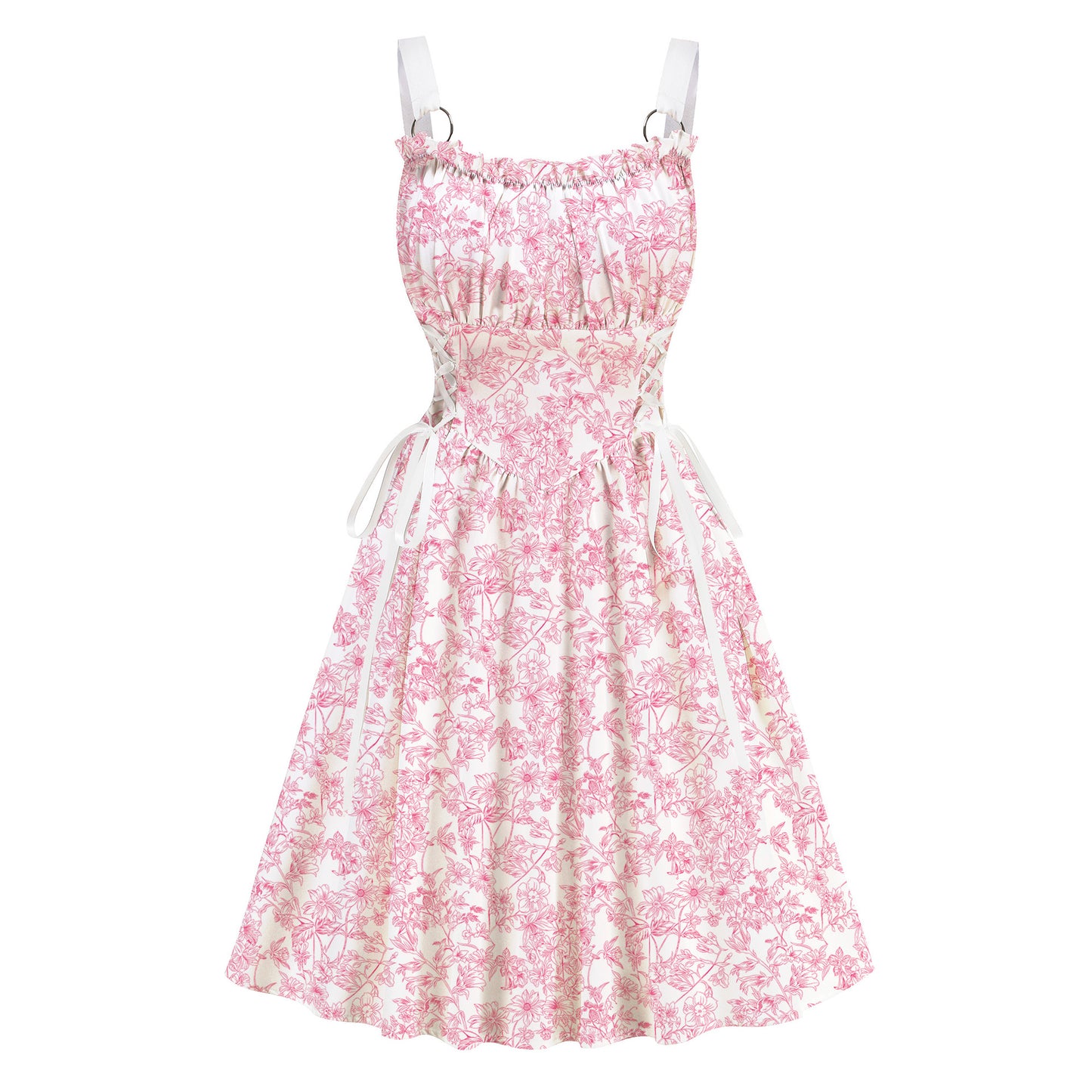 Women's Metal Ring Drawstring Elegant Vacation Style Printed Dress