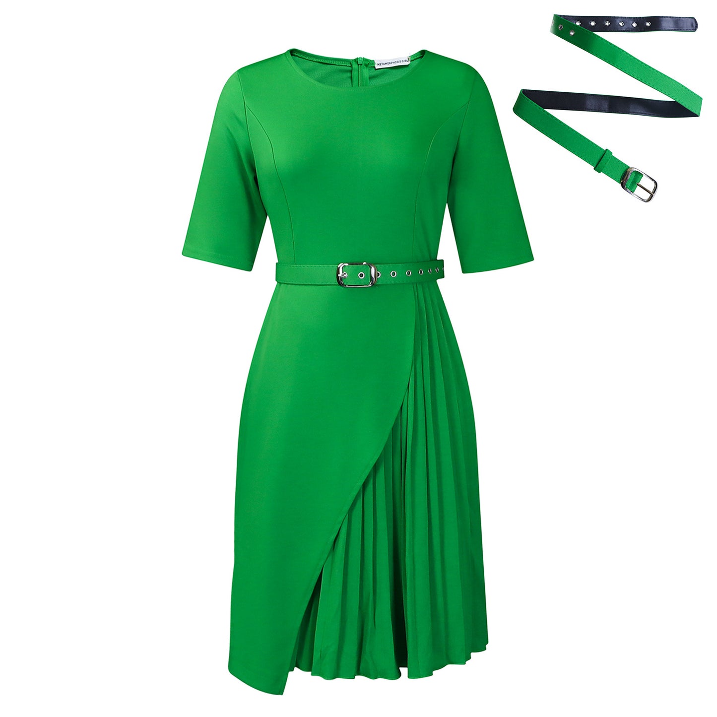 Women's Color Fashion Elegant Sleeve High Waist Dress