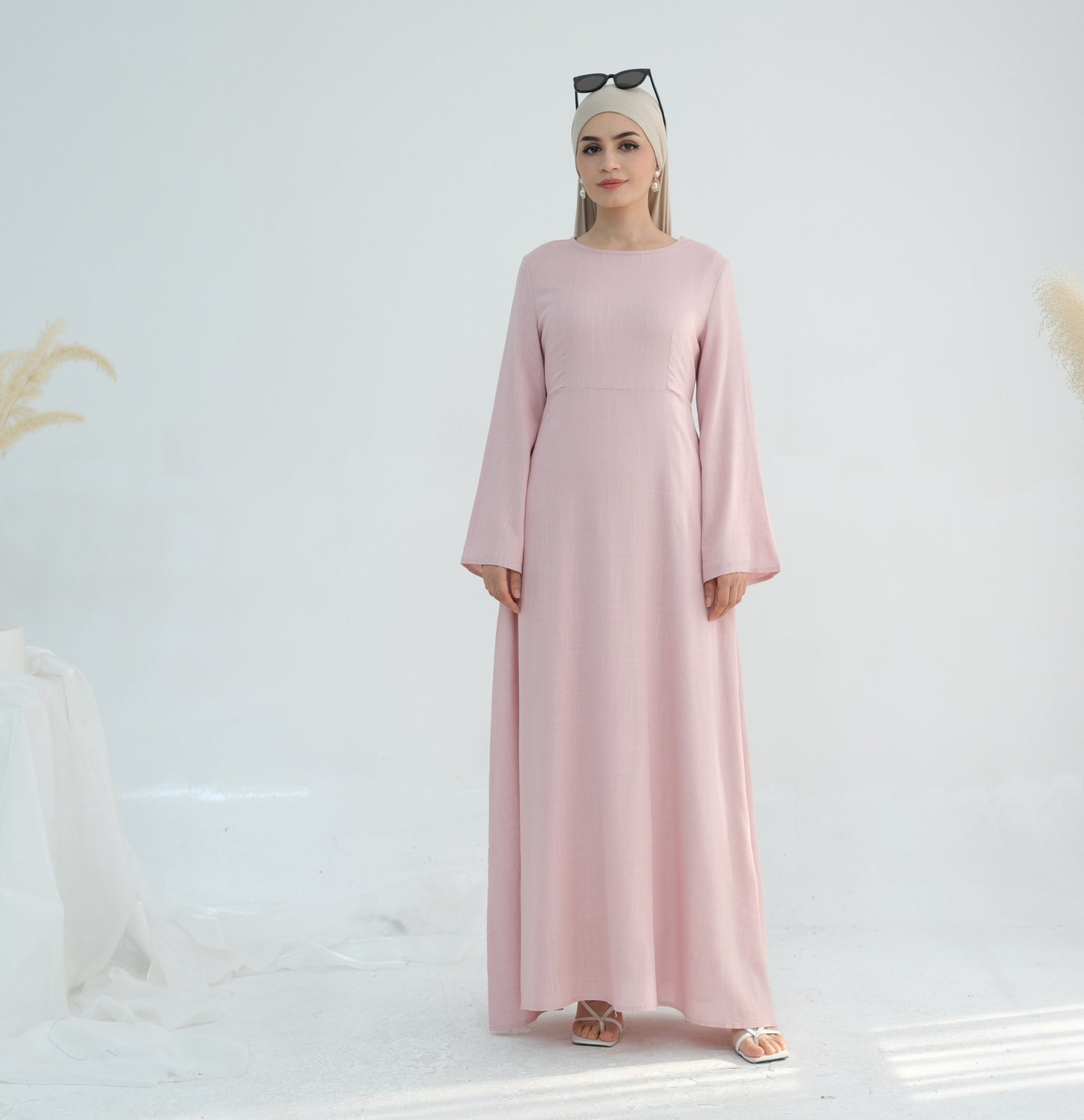 Turkish Solid Color Cotton Linen Robe Dresses