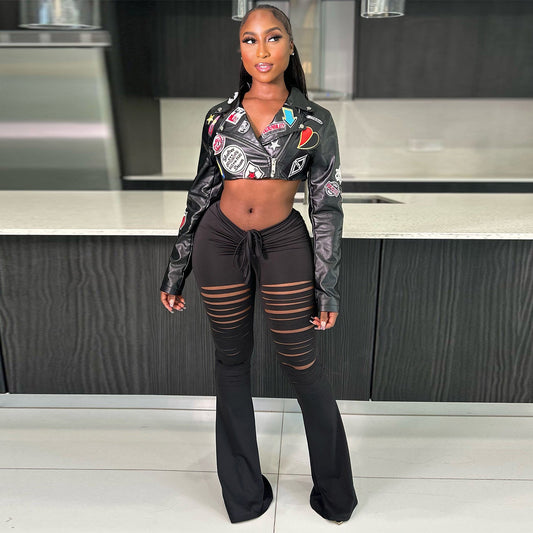 Street Hipster Locomotive Hot Embroidered Leather Jackets