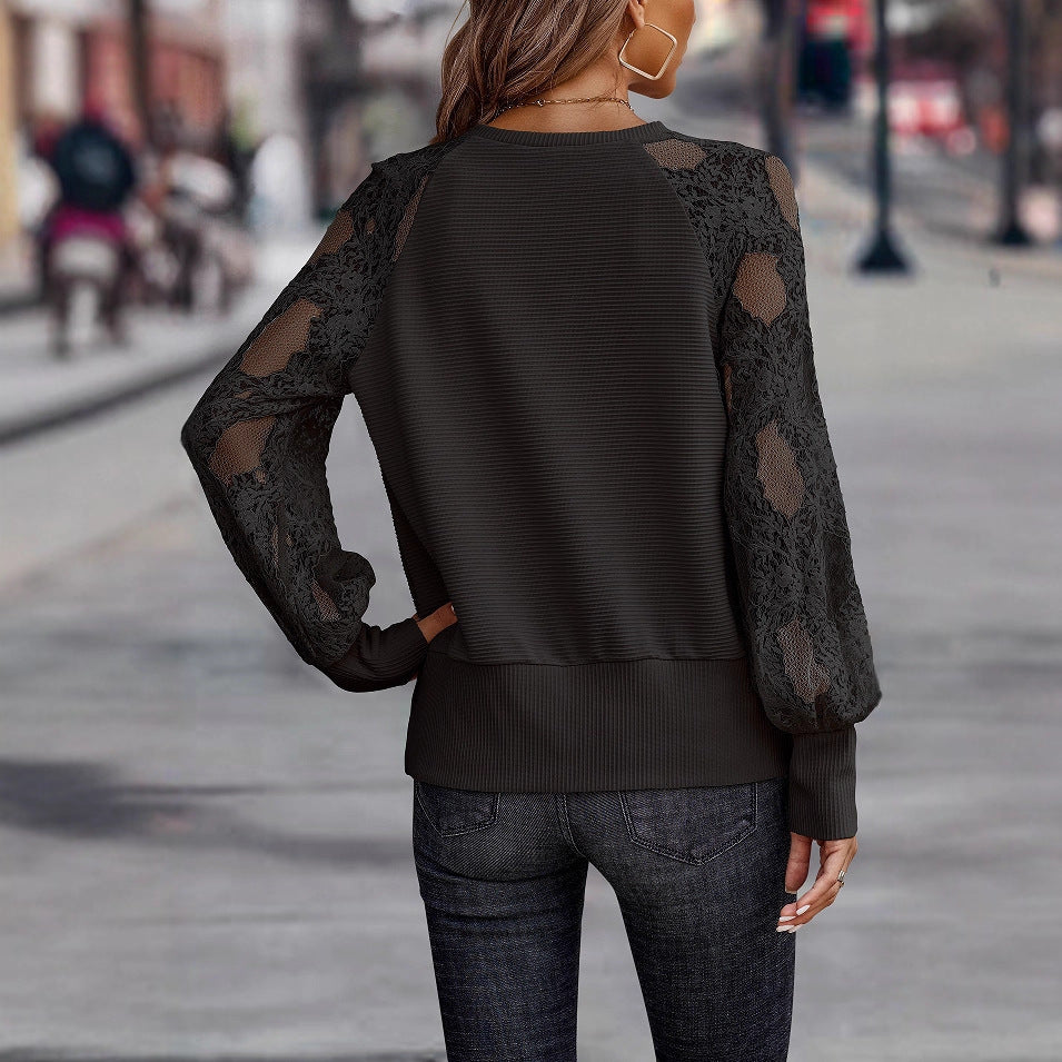 Comfortable Women's Collar Lace Loose Casual Women's Sweater