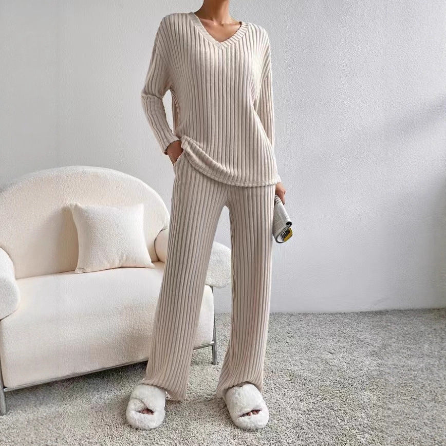 Two-piece Straight Loose Sunken Stripe Temperament Pants