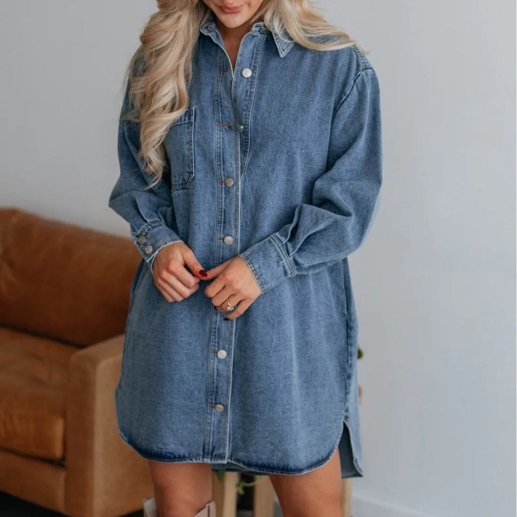 Women's Fashion Casual Button Slimming Long-sleeved Denim Jackets
