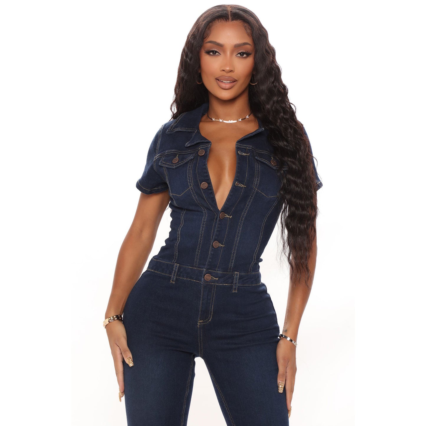 Women's Fashion Casual Sexy Suspender Denim Wide Jeans