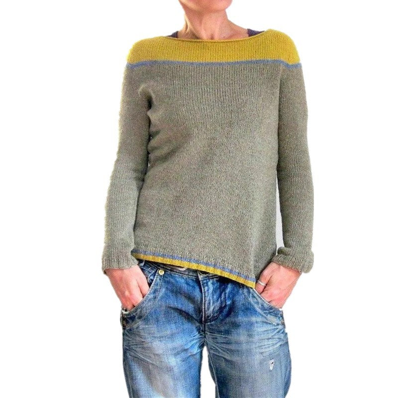 Women's Round Neck Multicolor Loose Fashion Pullover Sweater