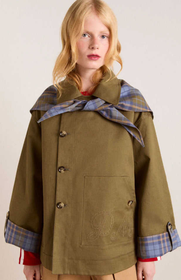 Women's Lapel Long Sleeve Embroidered Pocket Reversible Jackets