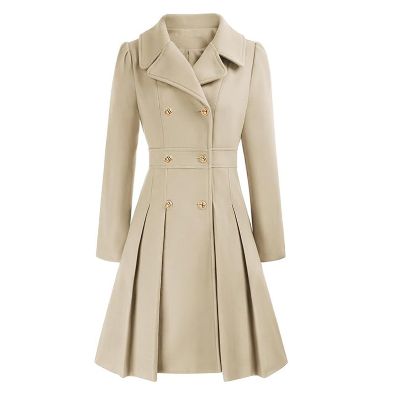 Women's Trench Lapel Double Breasted Pocket A- Coats