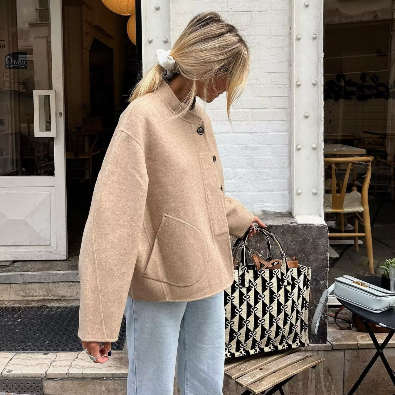 Women's Autumn Double-sided Woolen Collage Stitching Coats