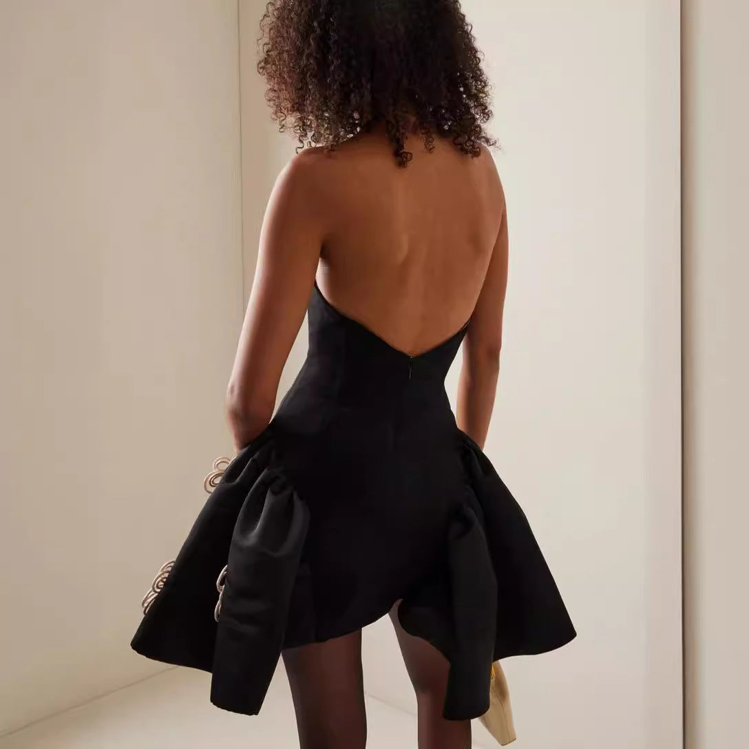 Women's Style Tube Tutu Black Flower Bandage Dresses