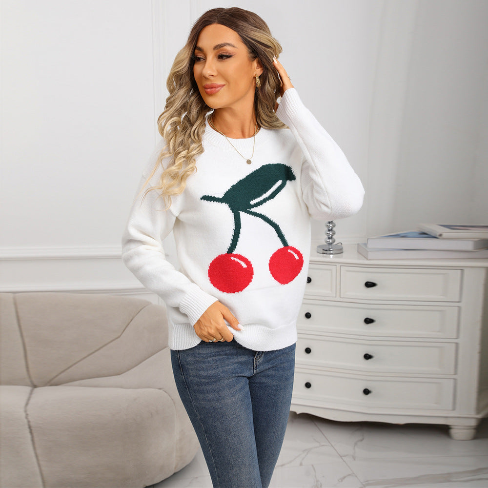 Women's Cute Cherry Valentine's Day Casual Fashion Sweater