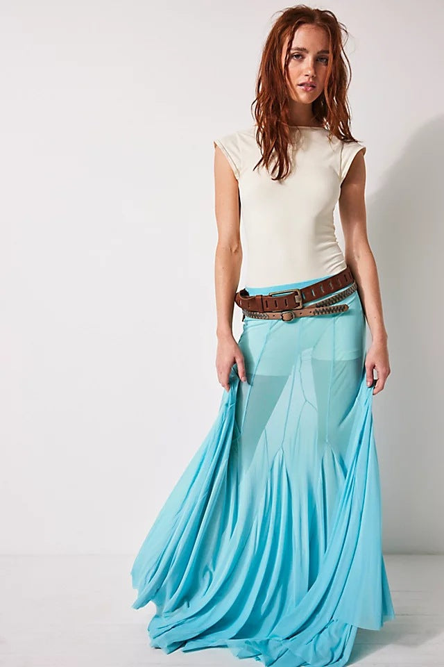 Colors Irregular Mesh Sexy High Waist Skirts