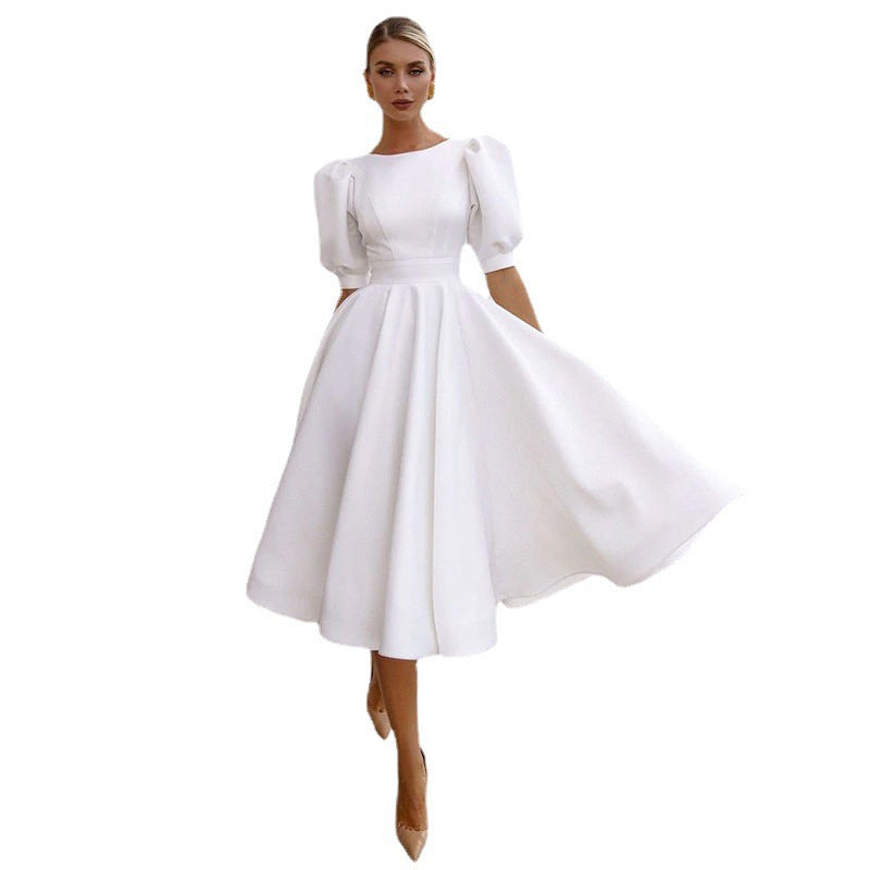 Women's Solid Color Slim Dress Sexy Big Swing Dresses