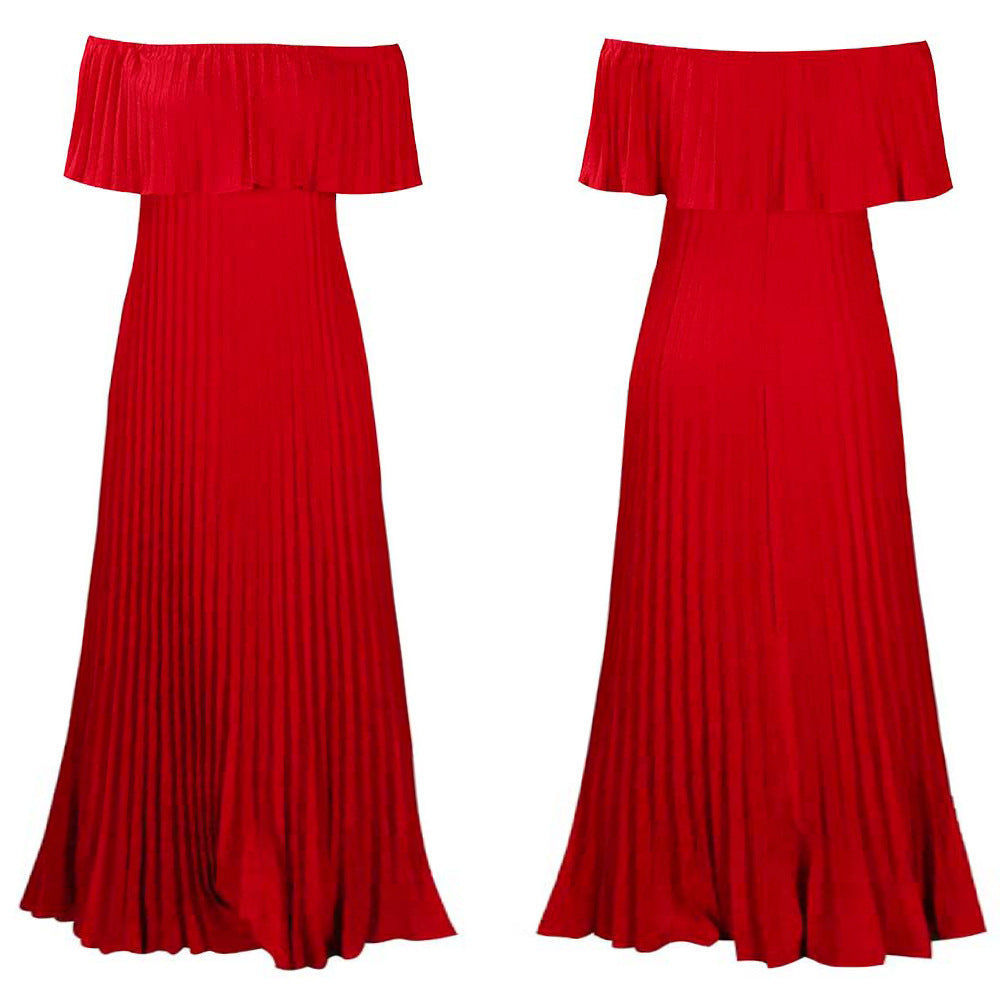 Glamorous Graceful Women's Sexy Pleated Maxi Dress