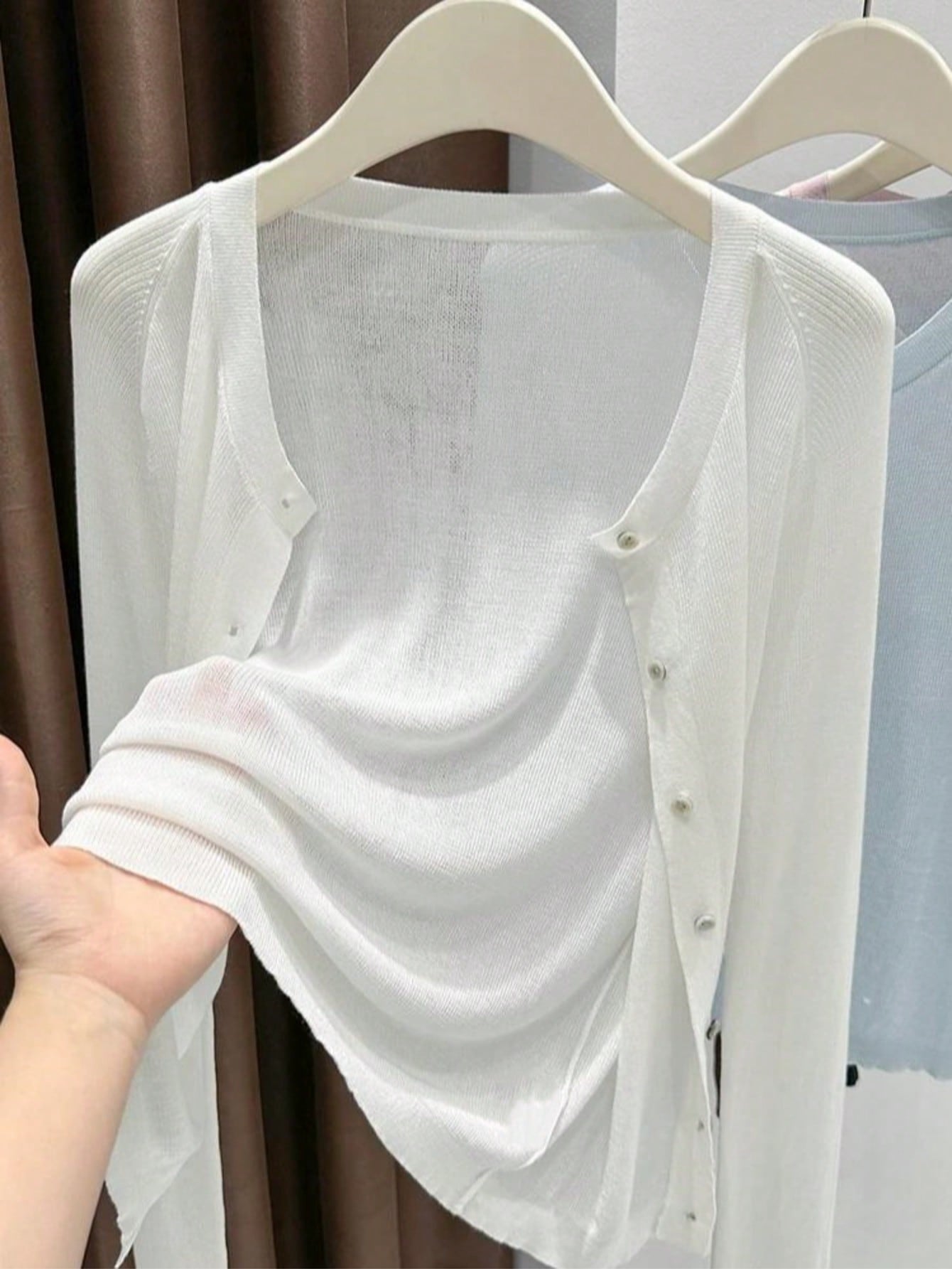 Women's Color Round Neck Long Sleeve Micro Women's Sweater
