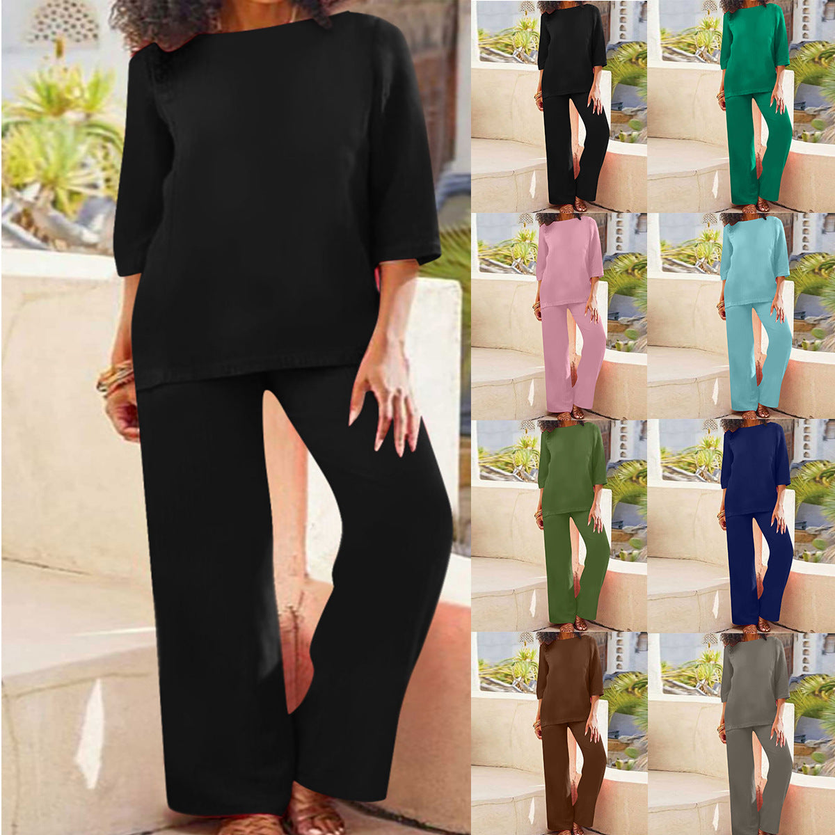 Women's Color National Style Retro Cotton Linen Long Pants