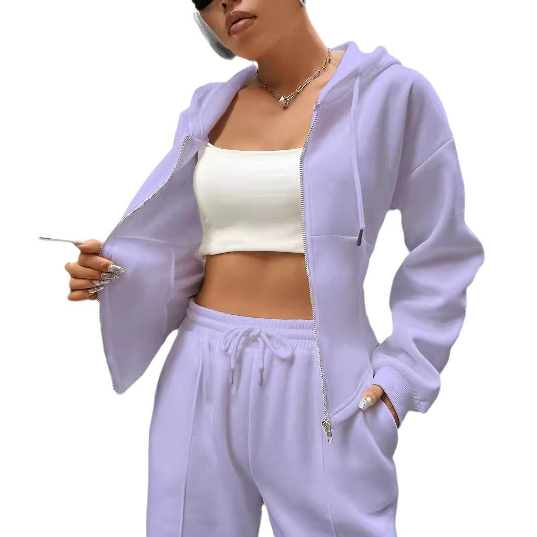 Women's Two Piece Set Trendy Hooded Slim Suits