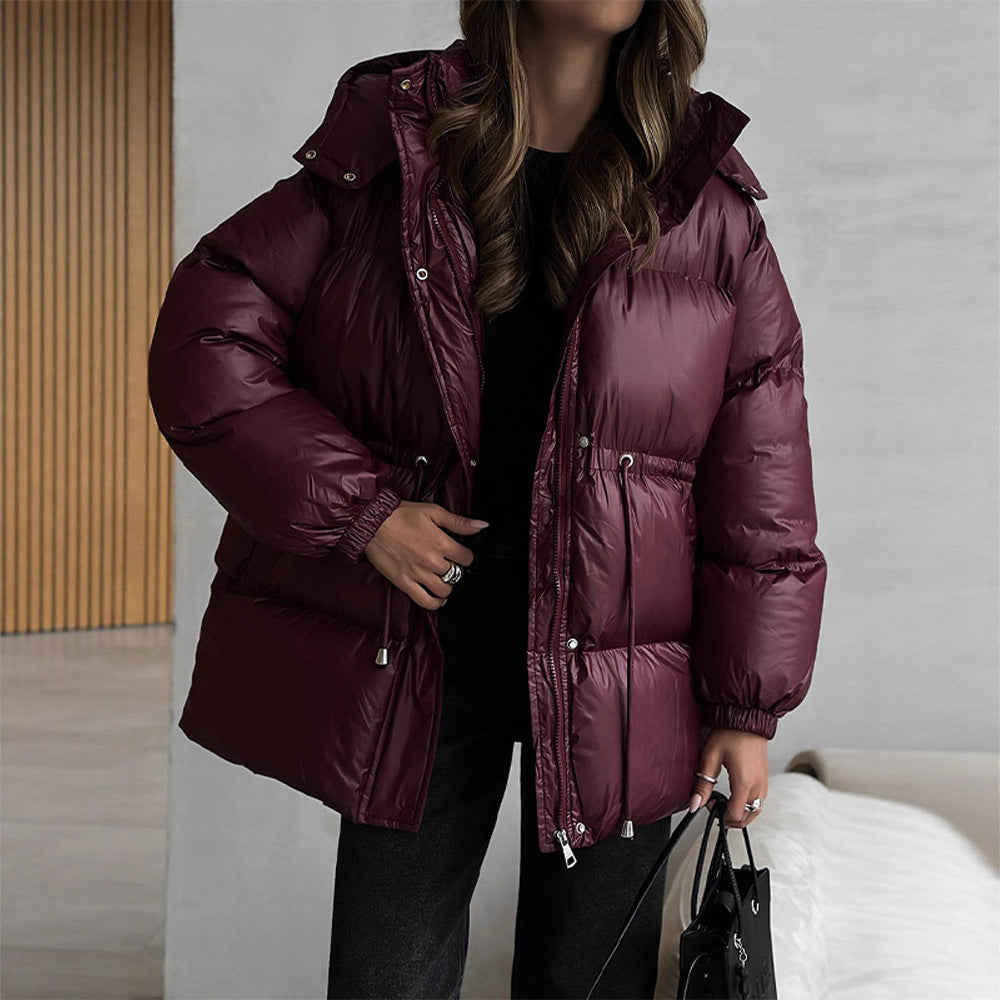 Comfortable Warm Stand Collar Drawstring Cotton Coats