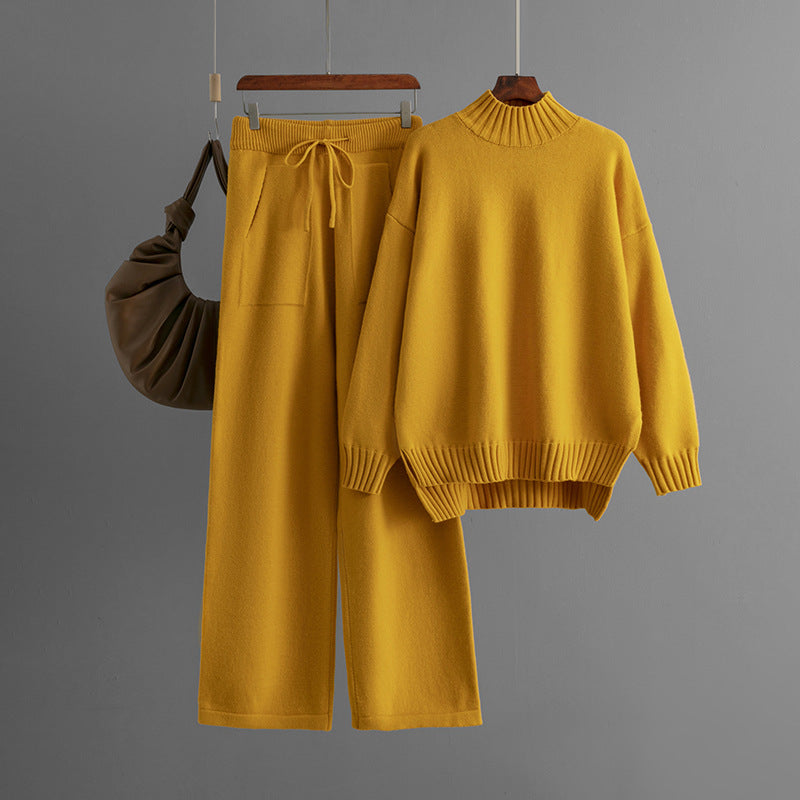 Women's Knitting Thick Loose Collar Long Sleeves Suits