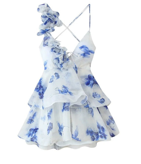 Women's Three-dimensional Petals Decorative Waist Princess Dress Dresses