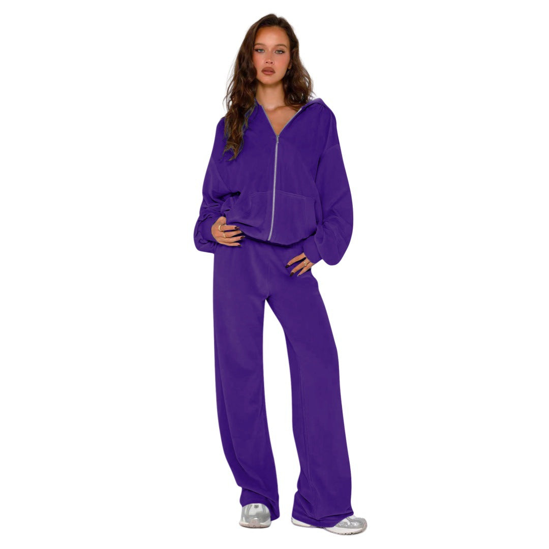 Women's Fashion Imported Veet Hoodie Two-piece Set Suits